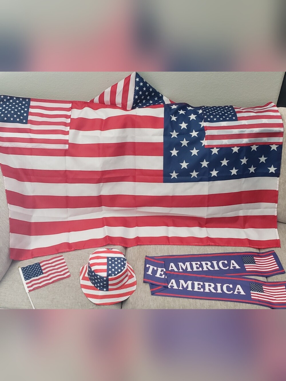 USA 2026 World Cup soccer souvenir fan kit big flag scarf hat - Picture 6 of 10